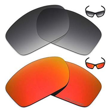 Imagem de Mryok+ 2 pares de lentes polarizadas de substituição para óculos de sol Oakley Valve New 2014 – Cinza dégradé Tint/Vermelho fogo
