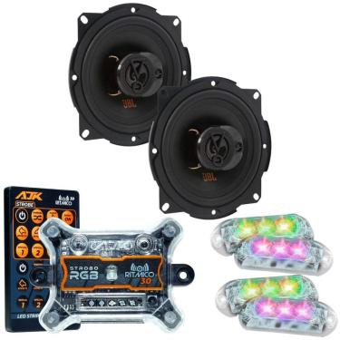 Imagem de Kit 2 Alto Falantes 5  JBL FLEX4 5TRFX55 110 Watts Rms + Kit 4 Strobo AJK 6W Ritimico 3.0