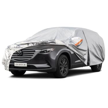 Imagem de Capa de carro SUV de 6 camadas Kayme Impermeável para todos os climas para automóveis, cobertura completa para uso externo, proteção contra chuva e sol, UV, prata