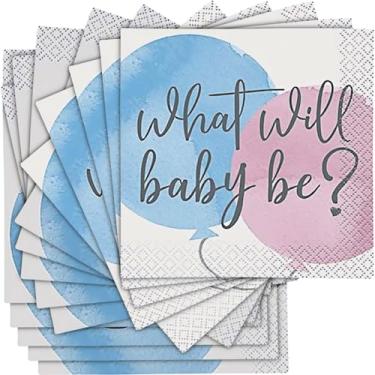 Imagem de What Will Baby Be Gender Reveal Beverage Napkins I Pink & Blue I Paper I 16 Pcs.