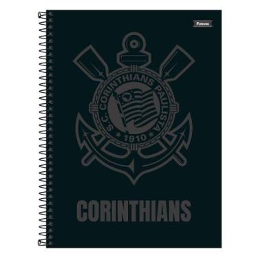 Imagem de Caderno Corinthians Brasão Cinza - 240 Folhas - Foroni - Tilibra