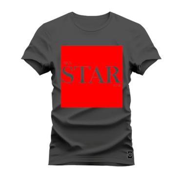 Imagem de Camiseta Plus Size Premium Algodão Estampada Star Red Grafite G4
