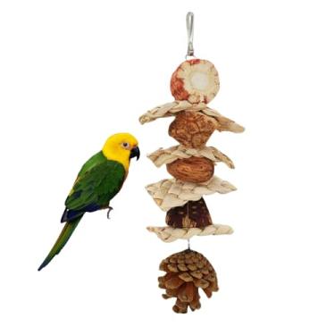 Imagem de Brinquedos de mastigar papagaio, brinquedo para mastigar nozes de papagaio, material natural, pássaros, moagem de boca, pássaros, brinquedo de forrageamento, palitos de petisco de pássaros, para