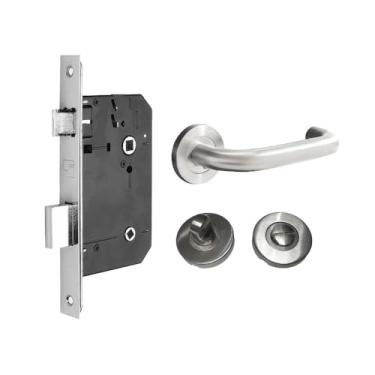 Imagem de Cj Fechadura Banheiro Inox Ecovada Abnt Mod Ritorno Fortezza