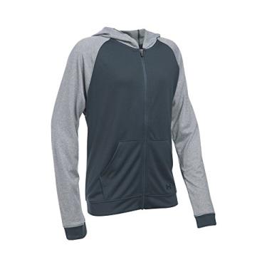 Imagem de Under Armour Moletom com capuz feminino Tech com zíper completo, cinza furto/cinza, juvenil pequeno