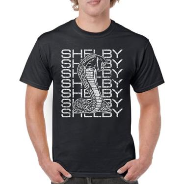 Imagem de Camiseta masculina vintage Stacked Shelby Cobra American Classic Racing Mustang GT500 Performance Powered by Ford, Preto, P