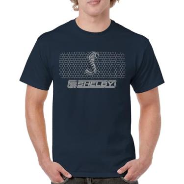 Imagem de Camiseta masculina Shelby logotipo Honeycomb Grille Mustang Cobra GT Muscle Car GT500 GT350 Performance Powered by Ford, Azul marinho, 3G