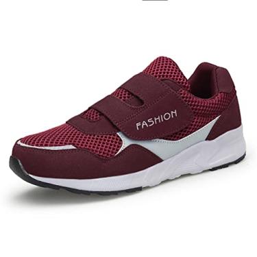 Imagem de Leader Show Tênis feminino de caminhada casual confortável para idosos sem cadarço antiderrapante, Vermelho, 35