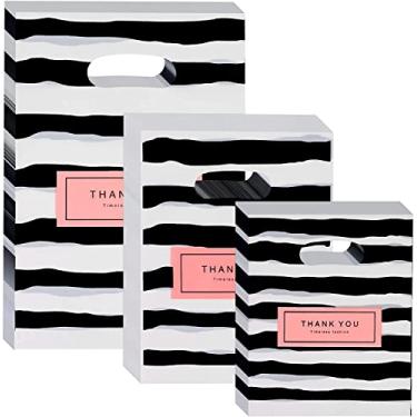 Imagem de 300 peças, 3 tamanhos, bolsa de agradecimento, sacos de compras de plástico cortados com alças, sacos de presente de agradecimento, sacolas de presente de plástico, sacolas de boutique, sacolas de