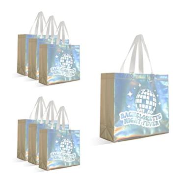 Imagem de Sacolas de presente de despedida de solteira Last Disco {Conjunto de 7} sacos de lembrancinhas de festa de despedida de solteira dos anos 70 I sacos de presente de despedida de solteira I iridescente sacos de presente para madrinha de casamento