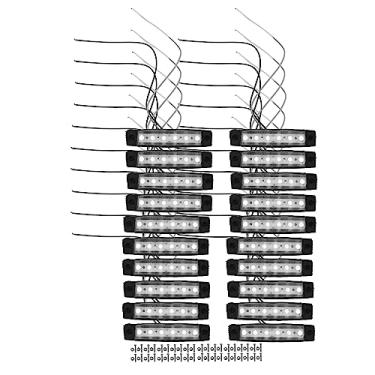 Imagem de A ABSOPRO Luz de Marcação Lateral Frontal Traseira 6 LED Impermeável Retângulo Posição Lâmpada para Reboque Caminhão Caravana RV Van Caminhão Trator Plástico Branco (conjunto de 20)