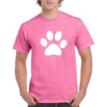 Imagem de BAFlo Camiseta unissex com estampa de pegada de urso fofa com manga curta, rosa, XXG