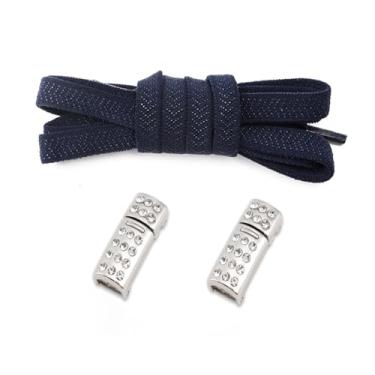 Imagem de Diamond Lock Shoelaces Without Ties Buckle Elastic Laces Sneakers Flats No Tie Shoe Laces Shoes Accessories (Color : Navy blue)