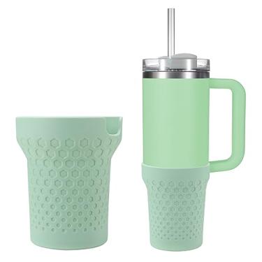 Imagem de Thxbag Bota de silicone para copo Stanley de 1,13 g, adequada com Stanley H2.0 e Quencher Adventure Tumbler (1,13 g, verde claro)