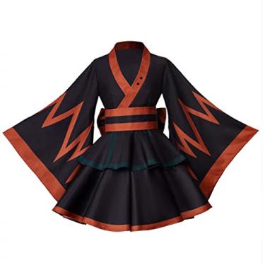 Imagem de RocailleCos Anime My Hero Katsuki Kimono Cosplay Costume Women's Lolita Maid Dress Kimono Halloween Outfits (XL, Bakugou Katsuki)