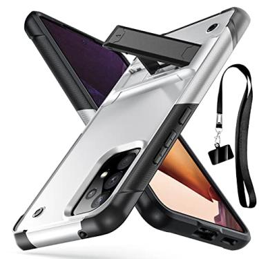 Imagem de YSLBWLE Capa para Samsung Galaxy A53 5G, capa protetora resistente à prova de choque, proteção de nível militar, resistente a arranhões, capa fina e fina, com suporte, com cordão, branco 6-sam a53-02