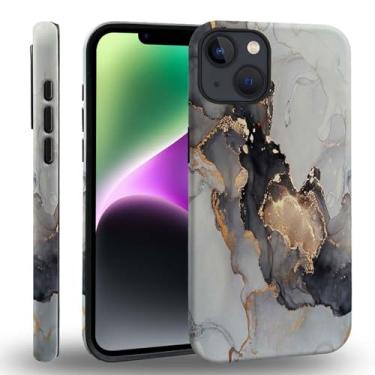Imagem de ZHEGAILIAN Capa de telefone compatível com iPhone 13/14, capa protetora de silicone híbrida de 2 camadas, capa protetora de silicone, preto e branco, para meninas e mulheres, à prova de choque,