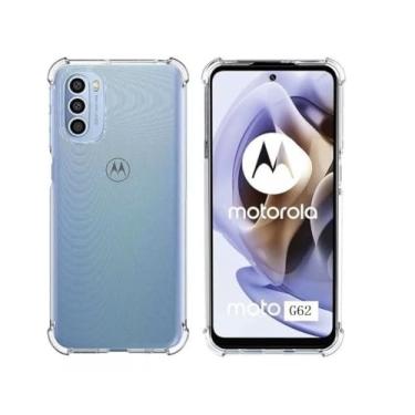 Imagem de Capa silicone transparente para Motorola G62 com borda reforçada anti-impacto