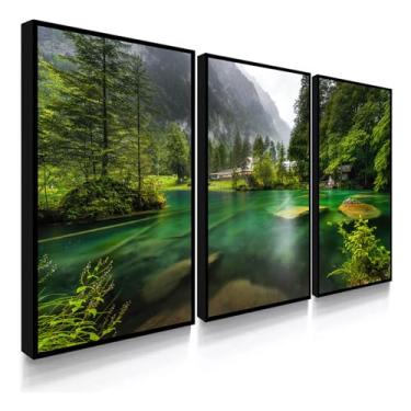 Imagem de Kit 3 Quadros Decorativo Sala Quarto Linda Paisagem Natureza Cachoeira Praia (Imagem 5)