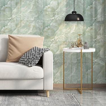 Imagem de 50 Placas Adesivas de Parede 30x60cm 3d Autocolante Mármore Branco Esmeralda Vinílico Lavável Quarto Sala