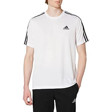 Imagem de Camiseta Adidas Essentials 3-Stripes Branca Preta - Masculina - G - Branco