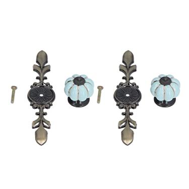 Imagem de Puxadores de Cerâmica, 2 Puxadores de Gaveta, Puxadores de Gaveta, Puxadores de Gaveta, Puxadores de Porta de Armário de Abóbora Pintados à Mão Com Parafusos, Maçanetas (1045A