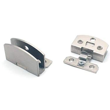 Imagem de QIAO [4 peças]] Dobradiça de porta de vidro para armário sem moldura, clipe de armário para armário com dobradiça de 90 graus, Silver