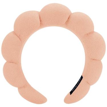 Imagem de AOENJIE Fitas de cabelo de spa para lavar o rosto ou maquiagem, faixas de cabelo com bolhas de esponja, faixa de cabelo de pano felpudo para mulheres, cuidados com a pele, acessórios de cabelo para