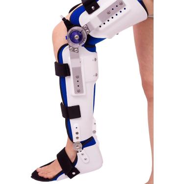 Imagem de Joelheira, Joelho Tornozelo Pé Órtese KAFO Brace Fixo Coxa Rígida Articulação do Joelho Tornozelo Pé Sport e Fixador de Tornozelo - Tamanho Universal, Branco, Esquerdo