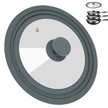 Imagem de Tampa universal para panelas, frigideiras e frigideiras - Tampa de substituição de silicone para panelas de 20 cm, 23 cm, 24 cm - Tampa de tampa de panela de vidro temperado para frigideiras, ferro