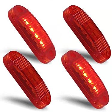 Imagem de VL.VICTOR 4 peças Luzes de Reboque Oval Led Side Marker Light, Montagem em Superfície para Frente Traseira Trailer Caminhão RV Pequeno Barco Camper (Vermelho)