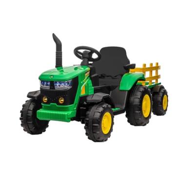 Imagem de Zippy Toys, Trator Elétrico 12V com Controle Remoto - Verde e Amarelo