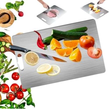 Imagem de YYGJYGOO Tábua de corte, tábua de corte de titânio para cozinha, tábua de corte de metal dupla face, tábua de corte de titânio portátil para cozinha (46 x 30 cm)