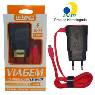 Imagem de Carregador Rápido De Celular 2.4a  Micro Usb V8 Lelong 2 Usb