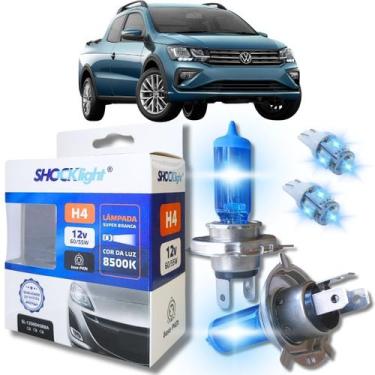 Imagem de Kit par lâmpadas super branca conector h4 8500k shocklight + par leds 