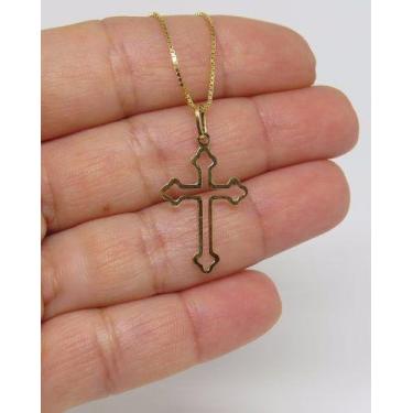 Imagem de Cordão Corrente 60cm E Crucifixo De Ouro 18k 750 Maciço - RD Magazine