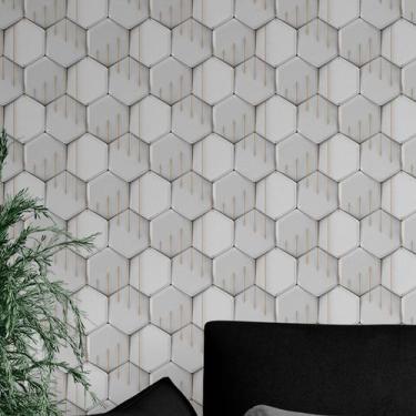 Imagem de Papel De Parede 3d Adesivo Para Decoração Geométrico Em Tons De Branco