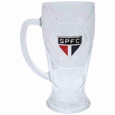 Imagem de Caneca Vidro Bola Futebol 630ml -  São Paulo SPFC - Mileno