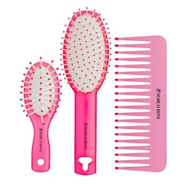 Imagem de Kit 2 Escovas de Cabelo 1 Pente - Pontas Massageadoras - MARCO BONI, R