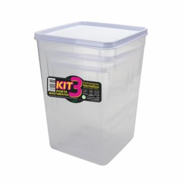 Imagem de Kit Porta Arroz Café Acúcar 3 Peças Hermético 1,5, 3 e 4,5L - Alves Pl