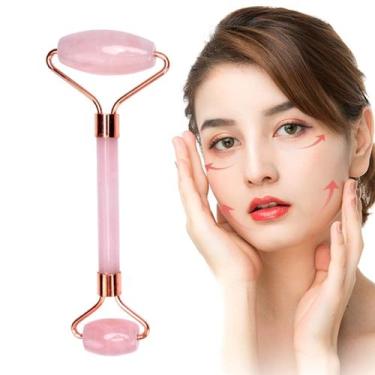 Imagem de  Kit 2 Rolo Massageador Facial Pedra Jade Anti-Rugas Roller - Rosa - B