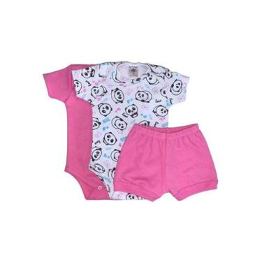 Imagem de Kit Conjunto Bebê - 2 Body Manga Curta E 1 Shorts - FLOR DE MAÇÃ, Pand