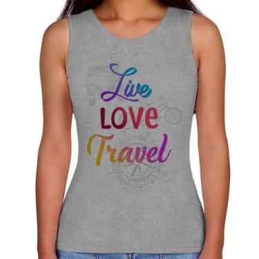 Imagem de Regata Feminina Live Love Travel - Foca na Moda, Cinza, GGG