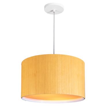 Imagem de Lustre Pendente Madeira Natural Moderno Redondo 33cm - WOOD
