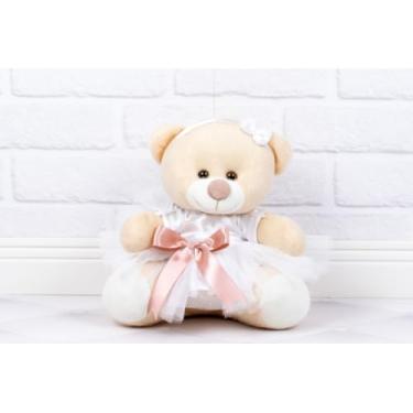 Imagem de PELUCIA URSO TEDDE 15 CM - DAMINHA CETIM BRANCO (DETALHE - ROSE)