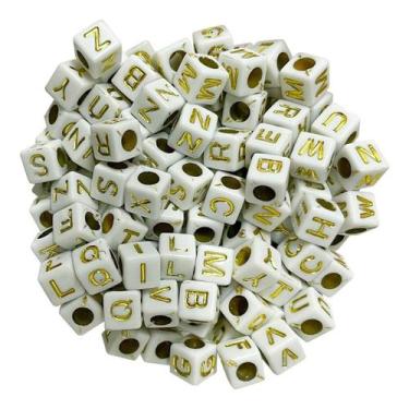 Imagem de 100 Miçangas De Letras Coloridas Infantil Alfabeto Entremeios Para Faz