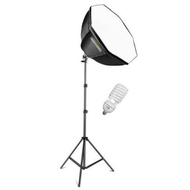 Imagem de Kit Octabox com Tripé Iluminação Softbox Octagonal 110v - TUDOPRAFOTO