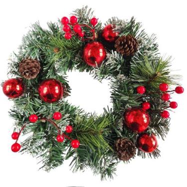 Imagem de Guirlanda de Natal 30cm com Pinhas Laco Nevada para porta entrada - ma