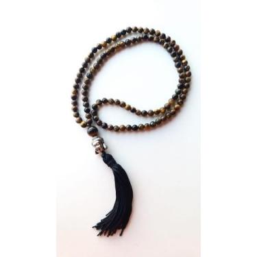 Imagem de Japamala 108 contas de pedra natural  olho de tigre 8m com Buda - Ghil