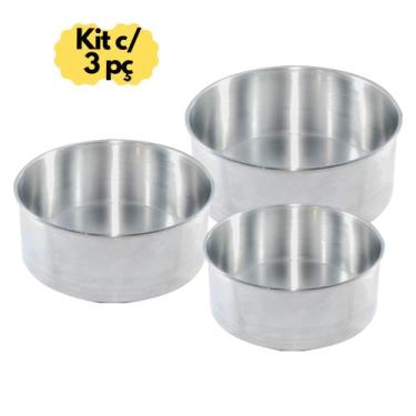 Imagem de Forma Assadeira Bolo Redonda Alta KIT 3 Peças N 16 20 25 Aluminio - Gl